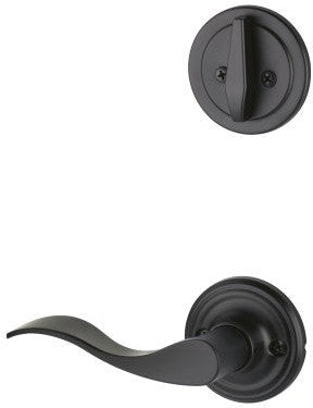 The Yale Expressions Single Cylinder Maguire Interior Trim Pack with Right Handed Brunswick Lever-Exterior Trim Sold Separately in Flat Black finish