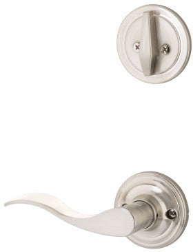 The Yale Expressions Single Cylinder Maguire Interior Trim Pack with Right Handed Brunswick Lever-Exterior Trim Sold Separately in Satin Nickel finish