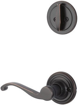 The Yale Expressions Single Cylinder Maguire Interior Trim Pack with Right Handed Farmington Lever-Exterior Trim Sold Separately in Oil Rubbed Bronze finish