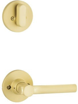 The Yale Expressions Single Cylinder Owen Interior Trim Pack with Holden Lever-Exterior Trim Sold Separately in Satin Brass finish