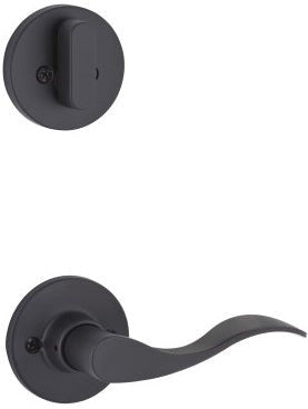 The Yale Expressions Single Cylinder Owen Interior Trim Pack with Left Handed Brunswick Lever-Exterior Trim Sold Separately in Flat Black finish