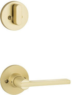 The Yale Expressions Single Cylinder Owen Interior Trim Pack with Nils Lever-Exterior Trim Sold Separately in Satin Brass finish