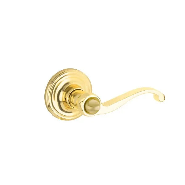 Yales Expressions Privacy Farmington Lever with Maguire Rosette in Polished Brass finish