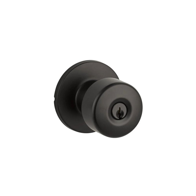 The Yale Expressions Dylan Knob with Owen Rosette in Flat Black finish.