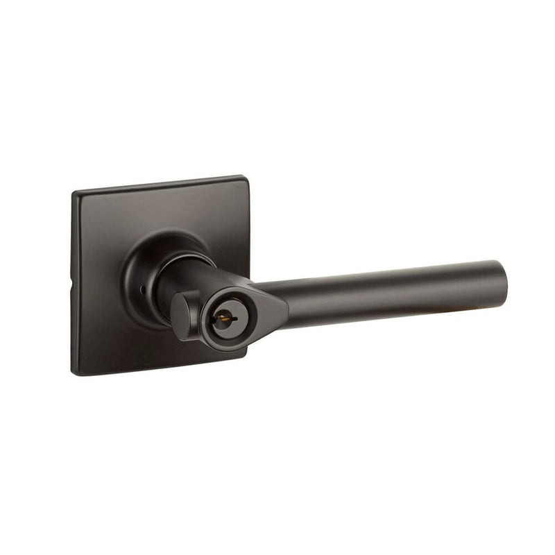 The Yale Expressions Entry Holden Lever with Marcel Rosette, Kwikset Keyway in Flat Black finish.