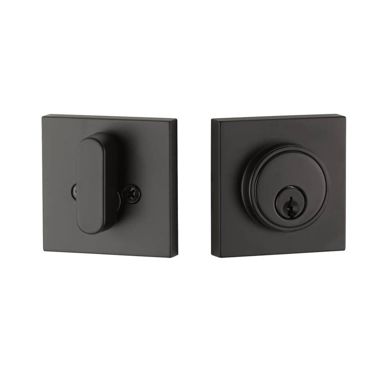 The Yale Expressions Marcel Single Cylinder Square Deadbolt, Schlage Keyway in Flat Black finish.