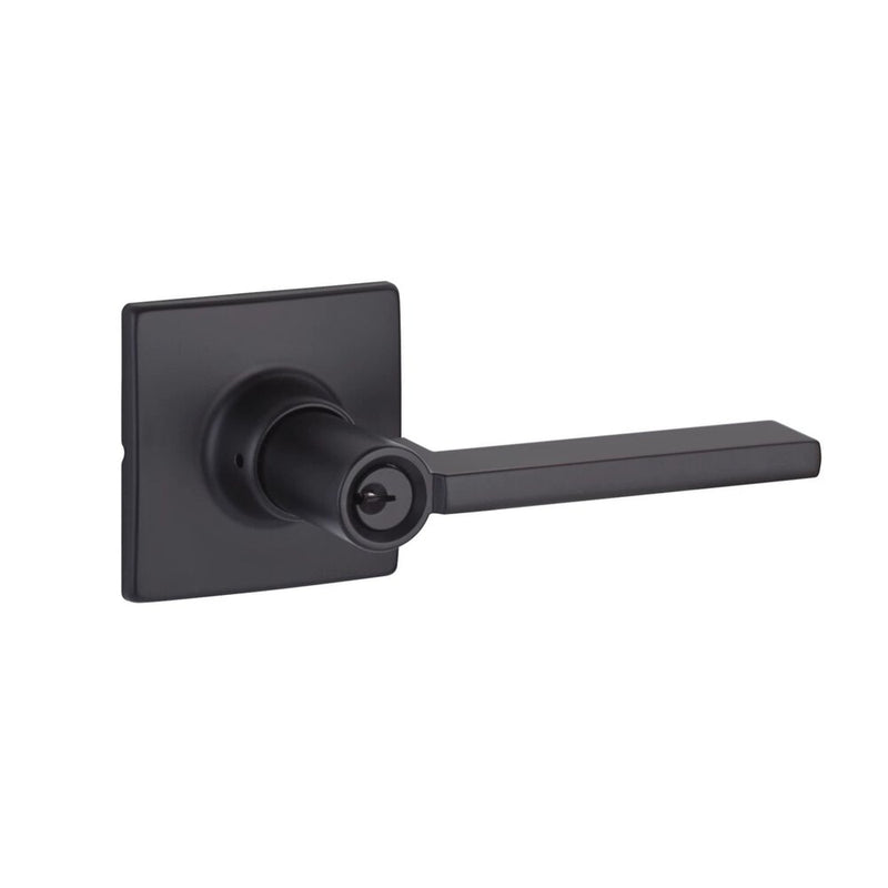 The Yale Expressions Entry Nils Lever with Marcel Rosette, Weiser Keyway in Flat Black finish.