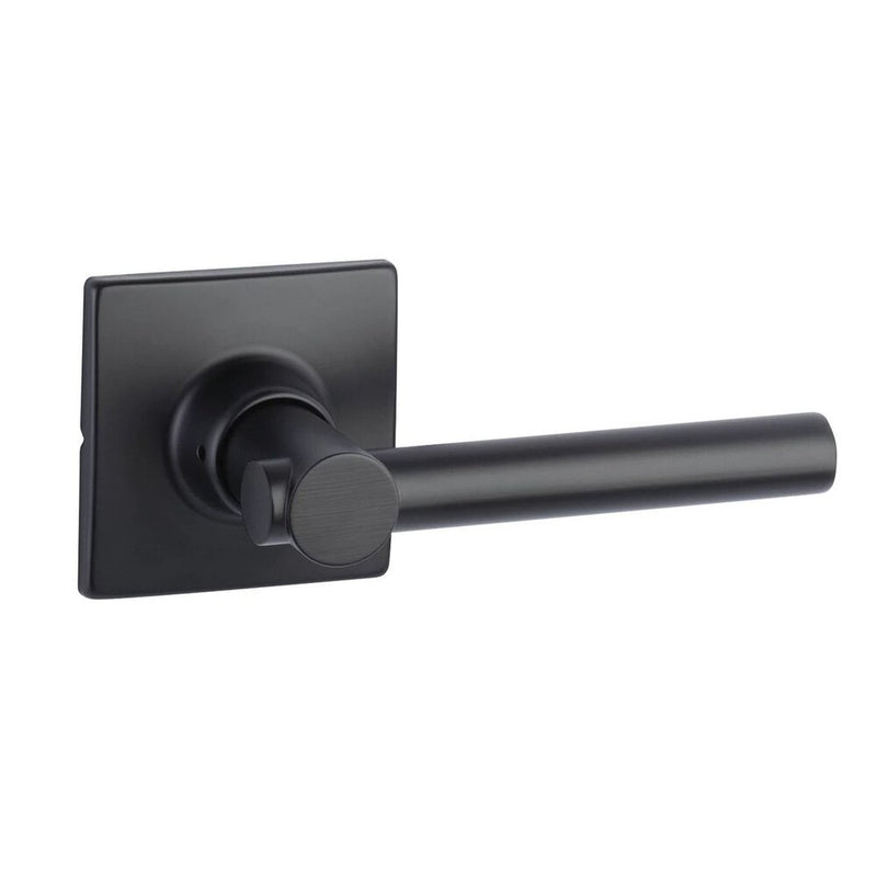 The Yale Expressions Passage Holden Lever with Marcel Rosette in Flat Black finish.