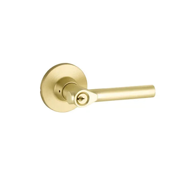 Yales Expressions Entry Holden Lever with Owen Rosette, Kwikset Keyway in Satin Brass finish