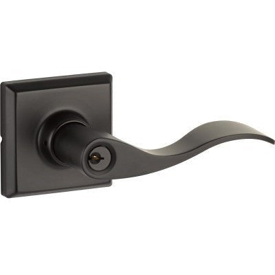 The Yale Expressions Entry Brunswick Lever with Ellington Rosette, Schlage Keyway in Flat Black finish