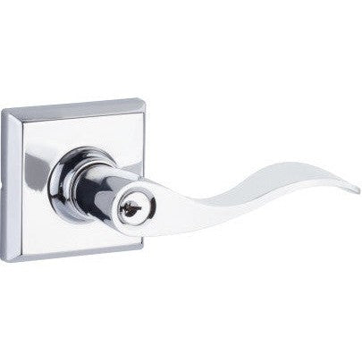 The Yale Expressions Entry Brunswick Lever with Ellington Rosette, Schlage Keyway in Polished Chrome finish