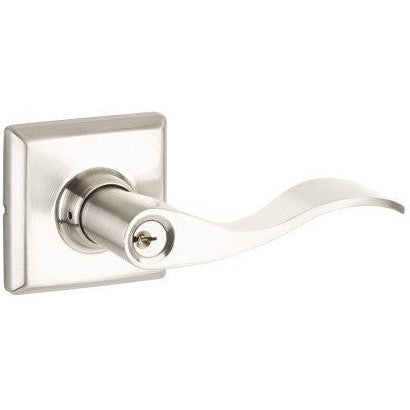 The Yale Expressions Entry Brunswick Lever with Ellington Rosette, Schlage Keyway in Satin Nickel finish