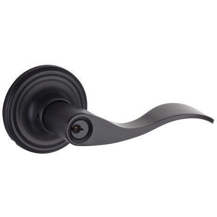 The Yale Expressions Entry Brunswick Lever with Maguire Rosette, Weiser Keyway in Flat Black finish