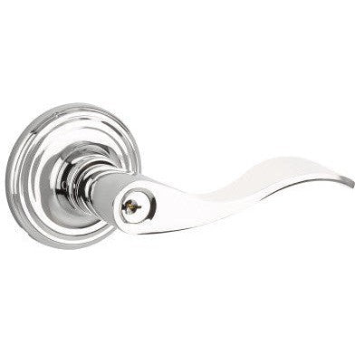 The Yale Expressions Entry Brunswick Lever with Maguire Rosette, Weiser Keyway in Polished Chrome finish