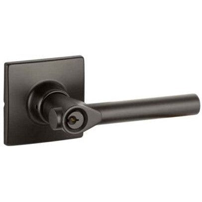 The Yale Expressions Entry Holden Lever with Marcel Rosette, Kwikset Keyway in Flat Black finish