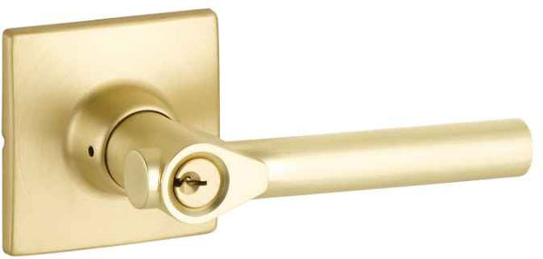 The Yale Expressions Entry Holden Lever with Marcel Rosette, Kwikset Keyway in Satin Brass finish