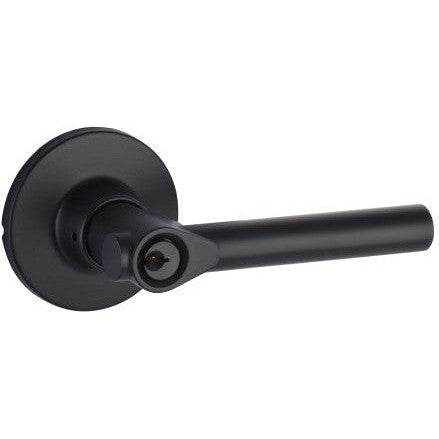 The Yale Expressions Entry Holden Lever with Owen Rosette, Weiser Keyway in Flat Black finish