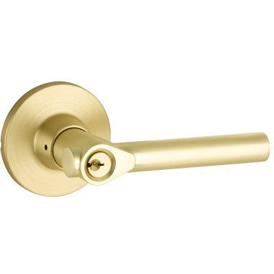 The Yale Expressions Entry Holden Lever with Owen Rosette, Weiser Keyway in Satin Brass finish