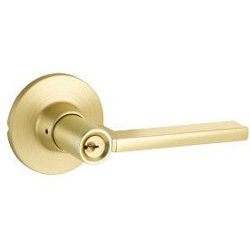 The Yale Expressions Entry Nils Lever with Owen Rosette, Schlage Keyway in Satin Brass finish