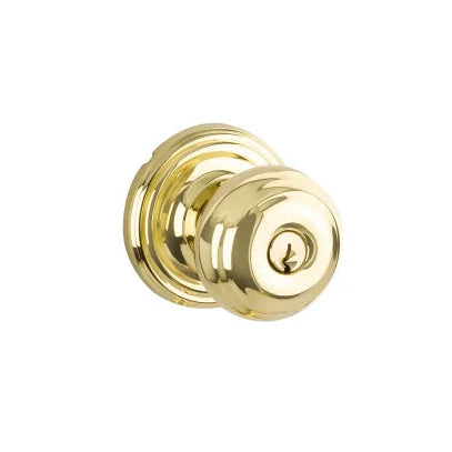 Yale Expressions Lewiston Knob with Maguire Rosette in Polished Brass finish