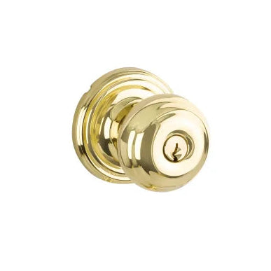 Yale Expressions Lewiston Knob with Maguire Rosette in Polished Brass finish