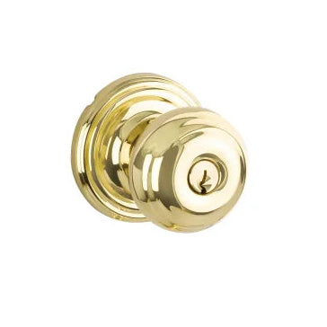 Yale Expressions Lewiston Knob with Maguire Rosette in Polished Brass finish