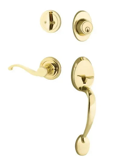 Yales Expressions Maguire Single Cylinder Entry Set with Right Handed Farmington Lever, Wesier Keyway in Polished Brass finish