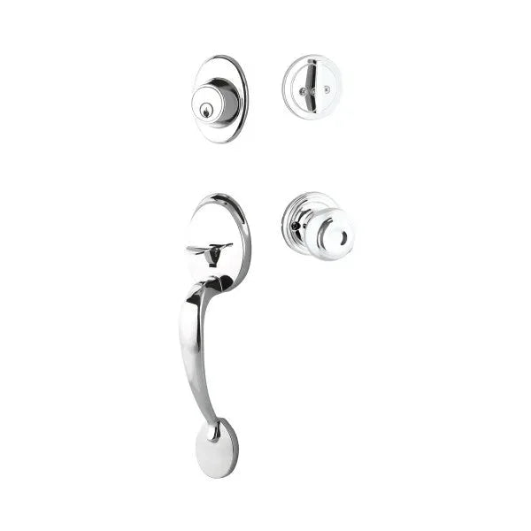 The Yale Expressions Maguire Entry Set with Lewiston Knob in Polished Chrome finish.