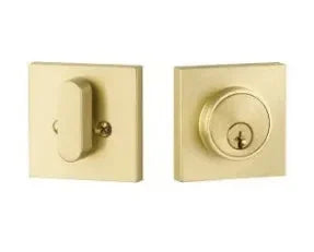 Yales Expressions Marcel Single Cylinder Square Deadbolt, Weiser Keyway in Satin Brass finish