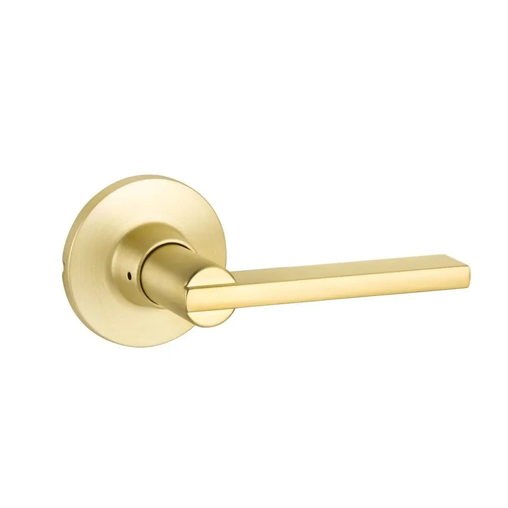 The Yale Expressions Privacy Nils Lever with Owen Rosette in Satin Brass finish.