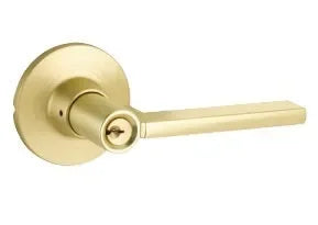 Yales Expressions Entry Nils Lever with Owen Rosette, Kwikset Keyway in Satin Brass finish
