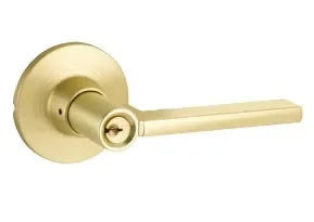 Yales Expressions Entry Nils Lever with Owen Rosette, Schlage Keyway in Satin Brass finish