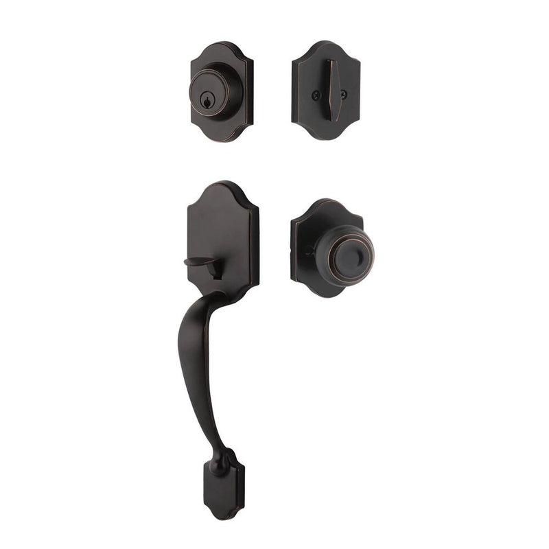 The Yale Expressions Everly Entry Set with Lewiston Knob in Oil Rubbed Bronze finish.