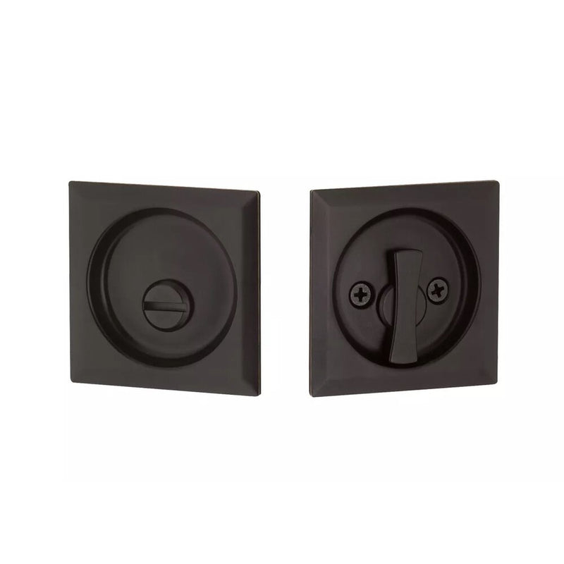 The Yale Expressions Privacy Tubular Square Pocket Door Lock in Oil Rubbed Bronze finish.