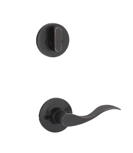 The Yale Expressions Single Cylinder Owen Interior Trim Pack with Left Handed Brunswick Lever-Exterior Trim Sold Separately in Oil Rubbed Bronze finish.