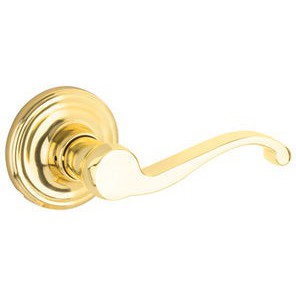 The Yale Expressions Passage Farmington Lever with Maguire Rosette in Polished Brass finish