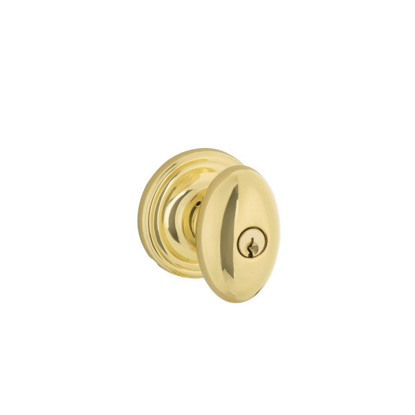 The Yale Expressions Auburn Knob with Maguire Rosette in Polished Brass finish.