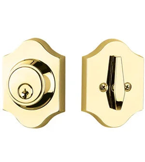 Yales Expressions Everly Single Cylinder Deadbolt, Kwikset Keyway in Polished Brass finish
