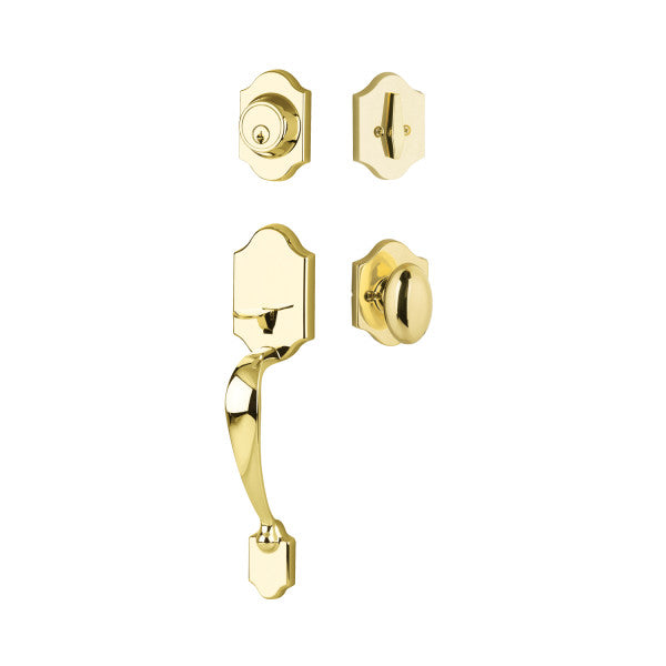 Yales Expressions Everly Single Cylinder Entry Set with Auburn Knob, Kwikset Keyway in Polished Brass finish