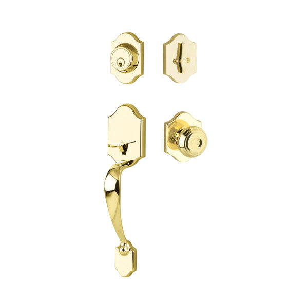 Yales Expressions Everly Single Cylinder Entry Set with Lewiston Knob, Schlage Keyway in Polished Brass finish