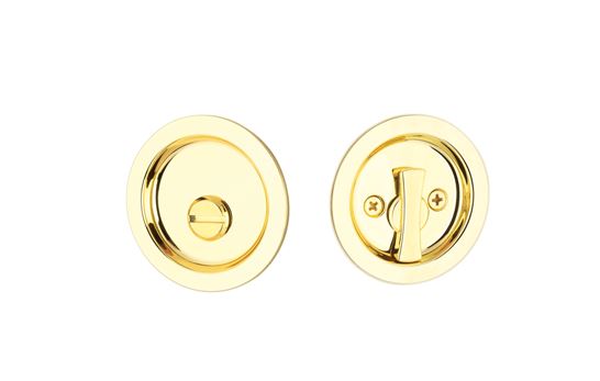 Yales Expressions Privacy Tubular Round Pocket Door Lock in Polished Brass finish