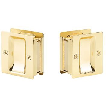 Yale Expressions Square Pocket Door Passage Lock in Polished Brass finish