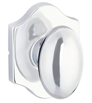 The Yale Expressions Auburn Knob with Everly Rosette in Polished Chrome finish.