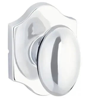 The Yale Expressions Auburn Knob with Everly Rosette in Polished Chrome finish.