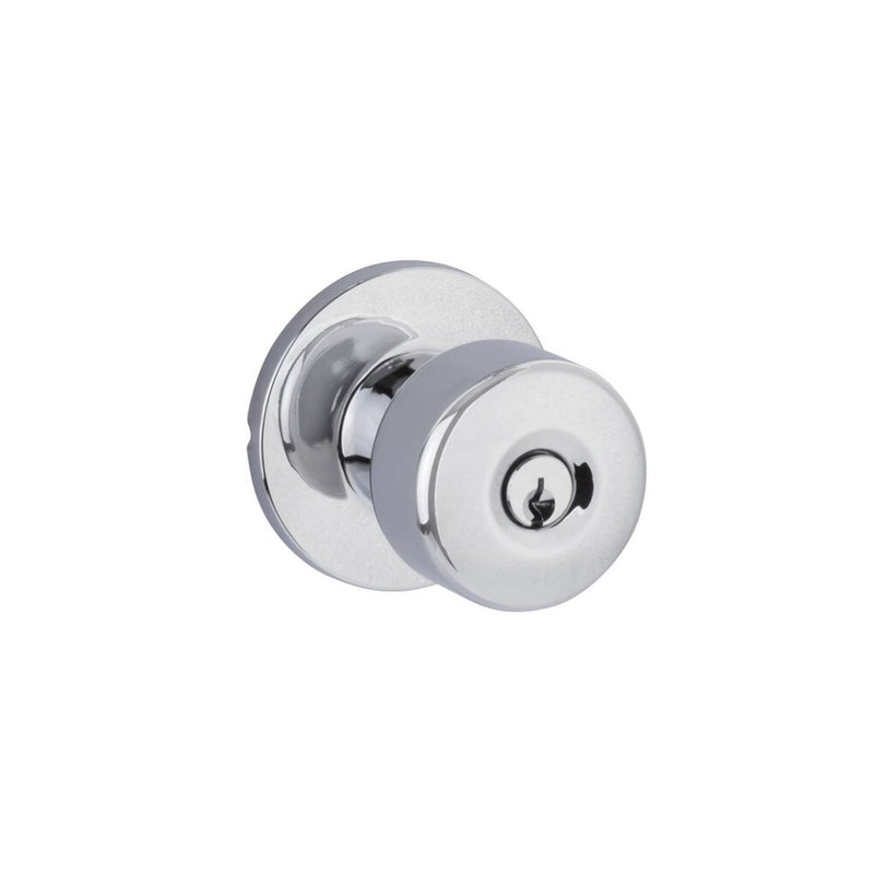 The Yale Expressions Dylan Knob with Owen Rosette in Polished Chrome finish.