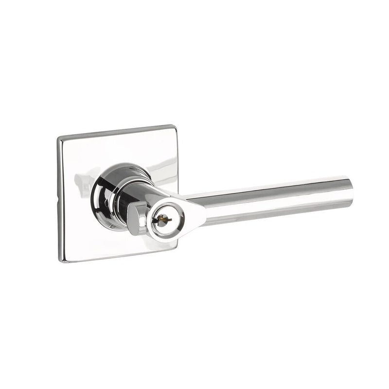 The Yale Expressions Entry Holden Lever with Marcel Rosette, Kwikset Keyway in Polished Chrome finish.