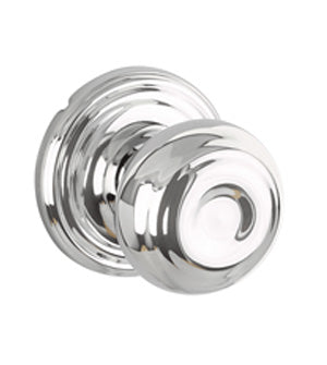 The Yale Expressions Lewiston Knob with Maguire Rosette in Polished Chrome finish.