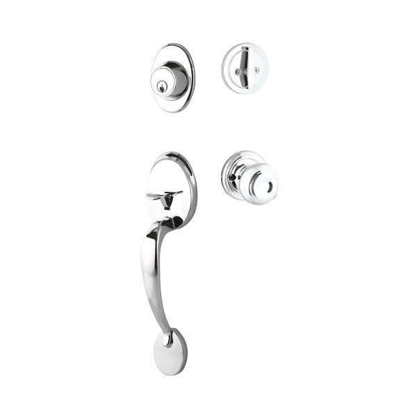 The Yale Expressions Maguire Entry Set with Lewiston Knob in Polished Chrome finish.