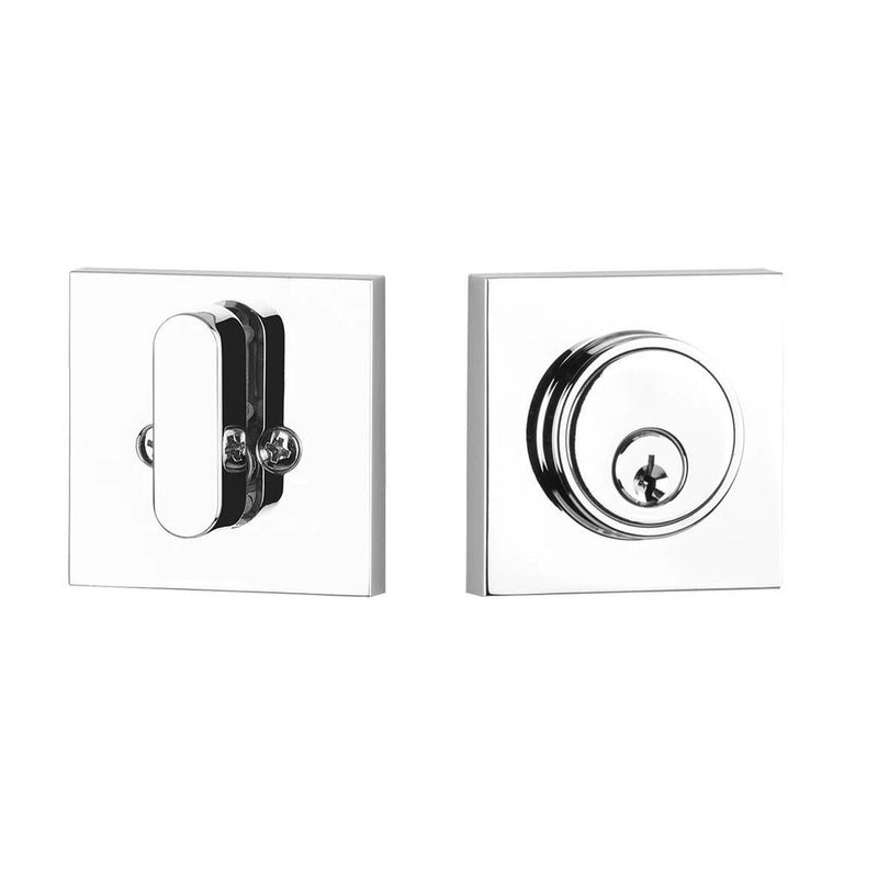 The Yale Expressions Marcel Single Cylinder Square Deadbolt, Schlage Keyway in Polished Chrome finish.