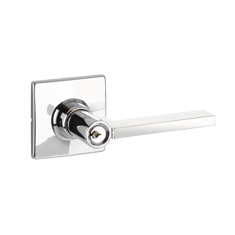 The Yale Expressions Entry Nils Lever with Marcel Rosette, Weiser Keyway in Polished Chrome finish.
